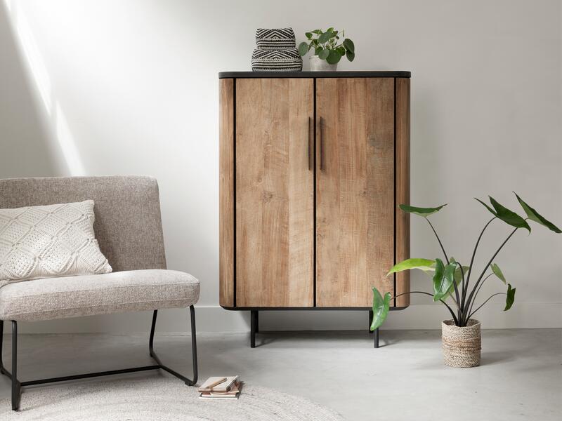 Soho Cupboard Low - 2 Deurs - Gerecycled Teak & Mortex