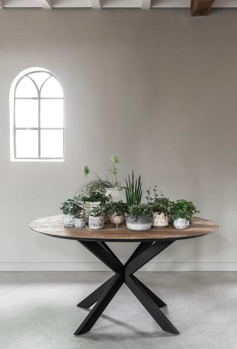 Shape Eettafel Rond - Gerecycled Teakhout