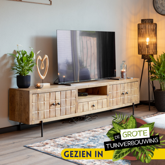 Tv-meubel Brandy - 220 cm - Mangohout