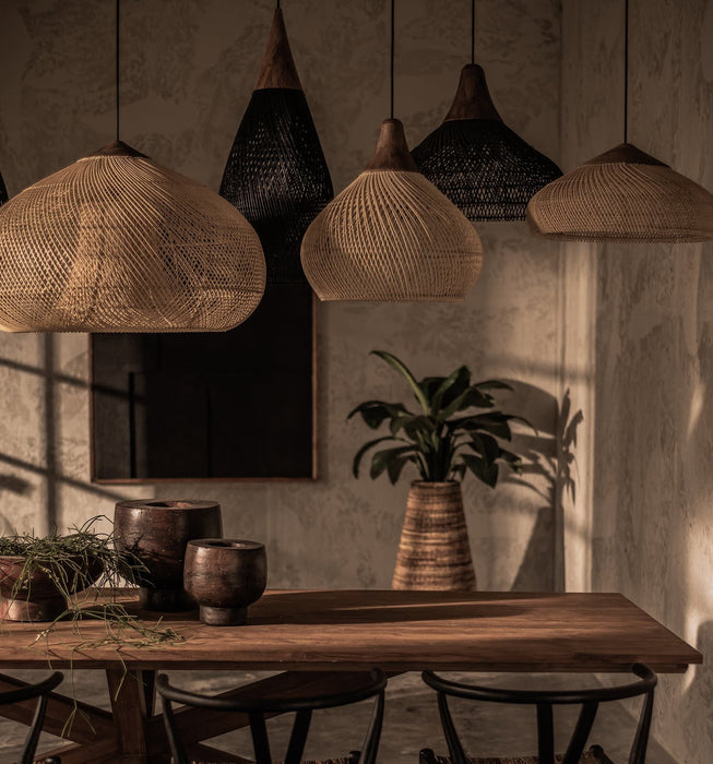 Banjo Lamp - Natuurlijk Rattan & Teak