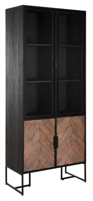 Showcase Criss Cross, 2 glass/metal doors, 2 wooden doors