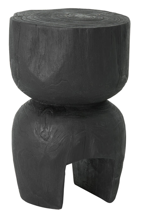 Amber Stool Zwart - Gerecycled Teakhout