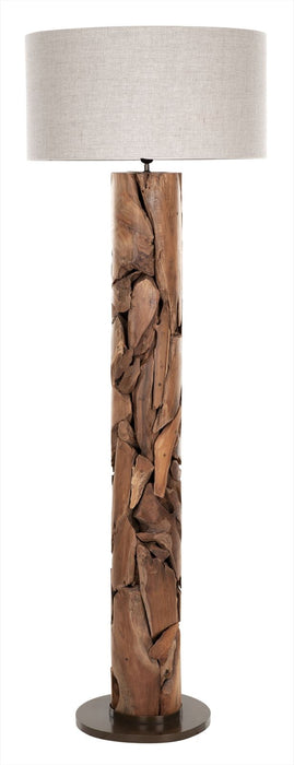 Tempo Vloerlamp - Linnen Kap & Teakhout