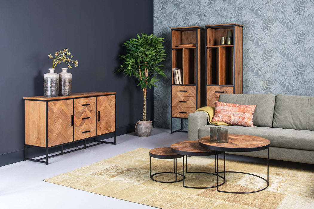 Accent small kast - Teakhout & Zwart Staal