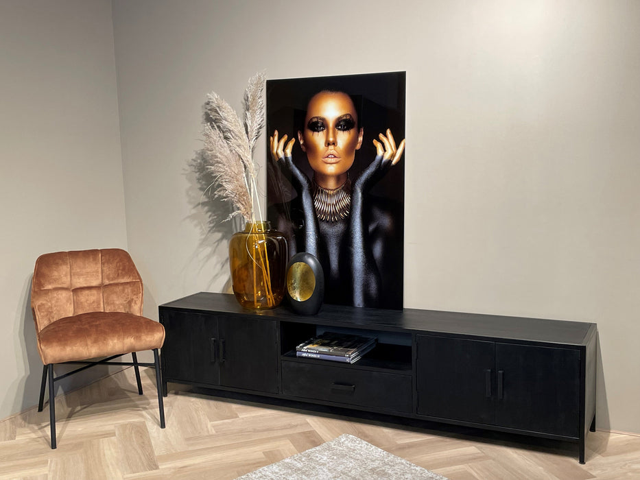Kala Kast 220 cm - Mangohout & Zwart Staal