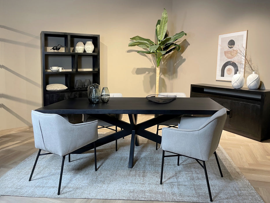 Kala Spider Eettafel - 240 cm - Mangohout & Zwart Staal