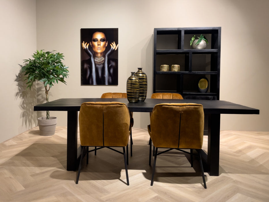 Kala Eettafel - Mangohout & Zwart Staal - 220cm