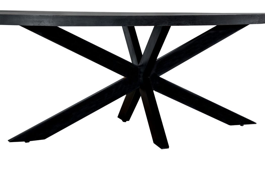 Kala Oval Spider Eettafel 160cm | Mangohout & Zwart Staal