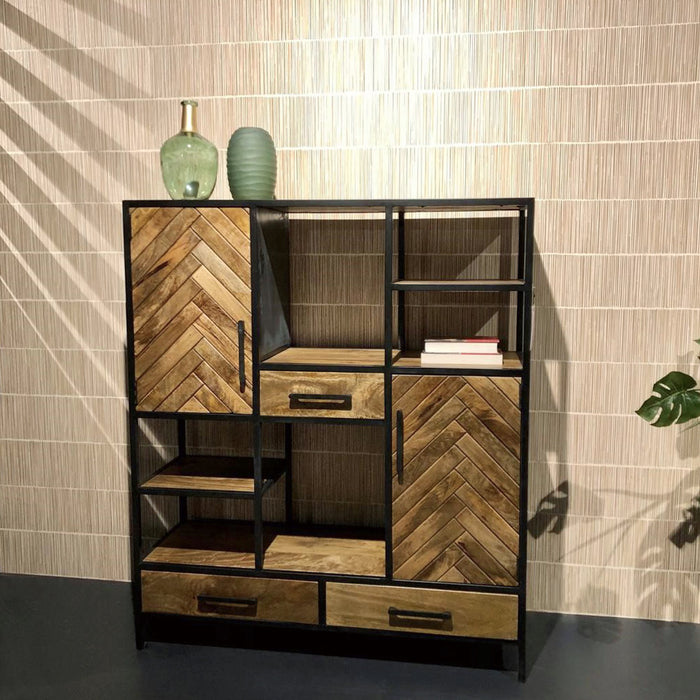 Brooklyn Kast 140cm - Mangohout & Staal