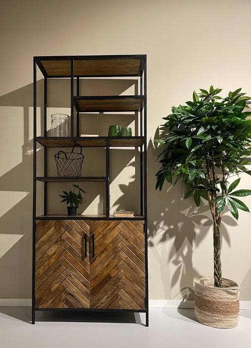Brooklyn Kast 90cm - Mangohout & Staal