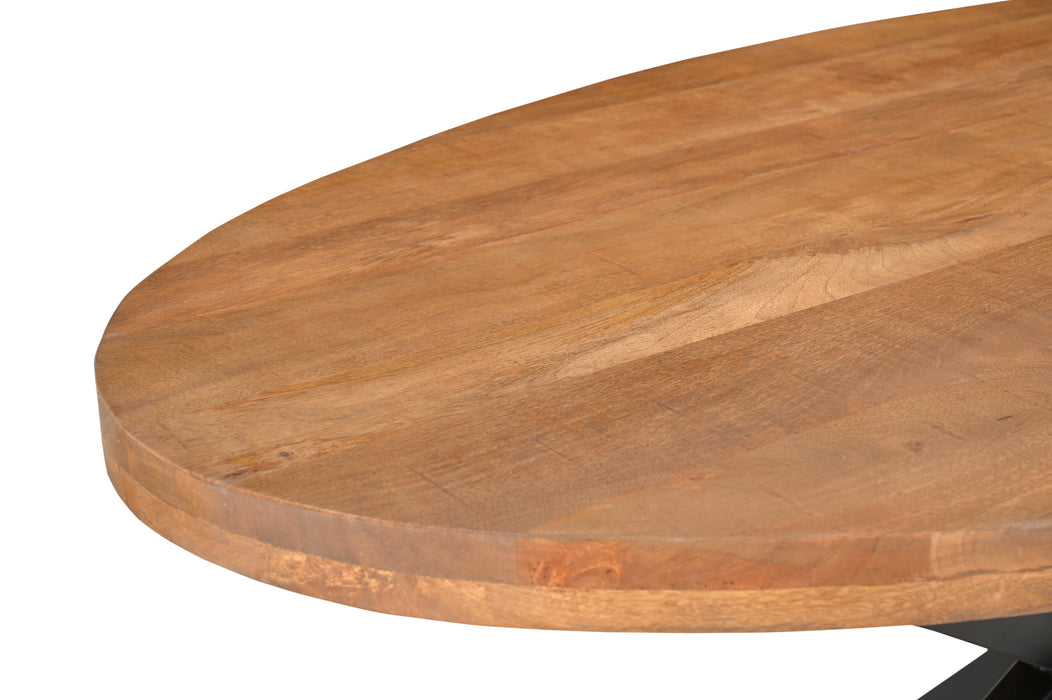 Rocky Oval Eettafel - Mangohout & Staal