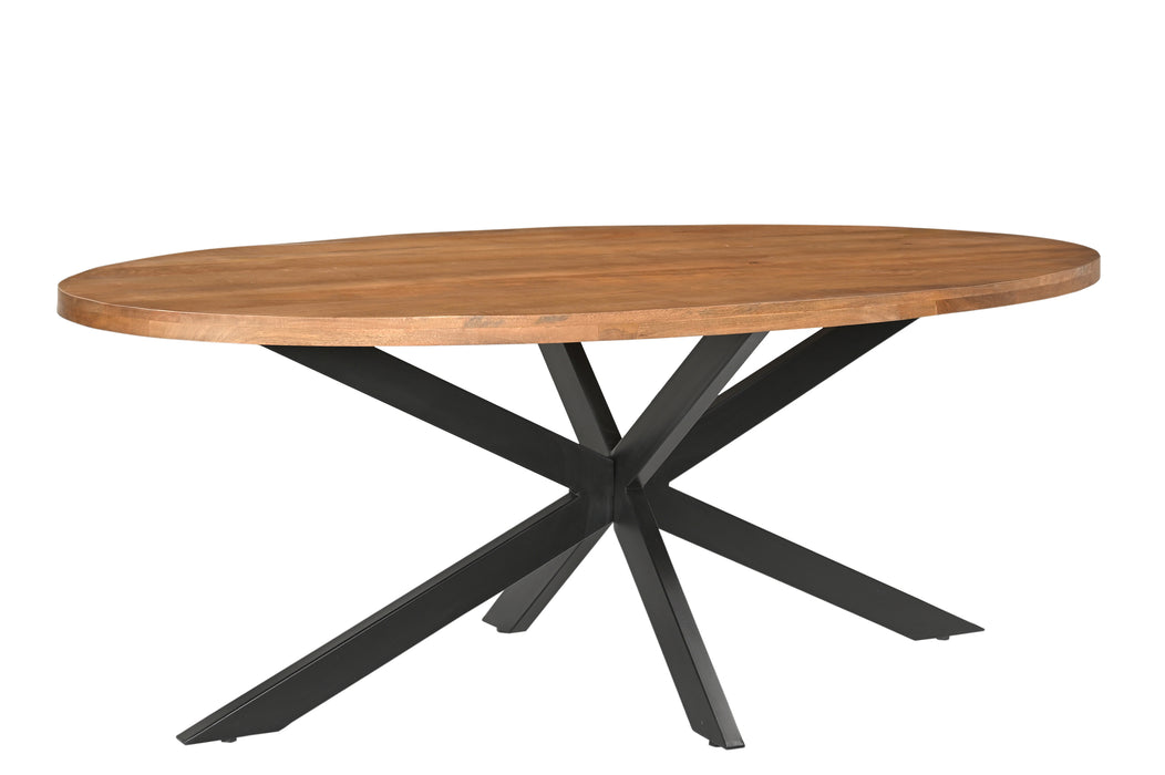 Rocky Oval Eettafel - Mangohout & Staal