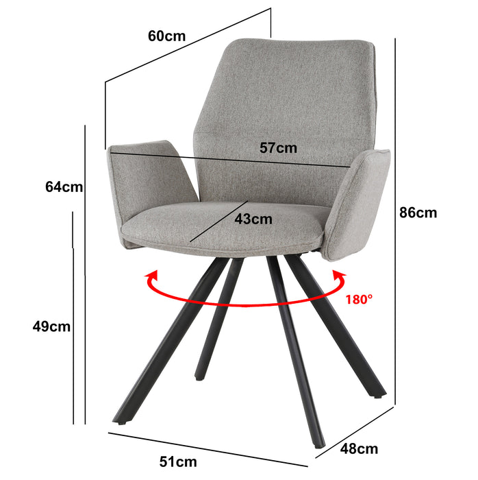 Diana Draaibare Eetkamerstoel Taupe | Livingfurn