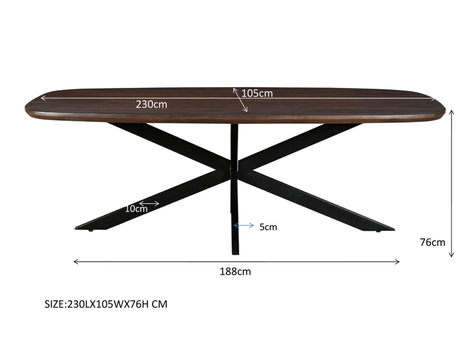 Jesper Danish Ovale Eettafel - Mangohout & Staal - 230 cm