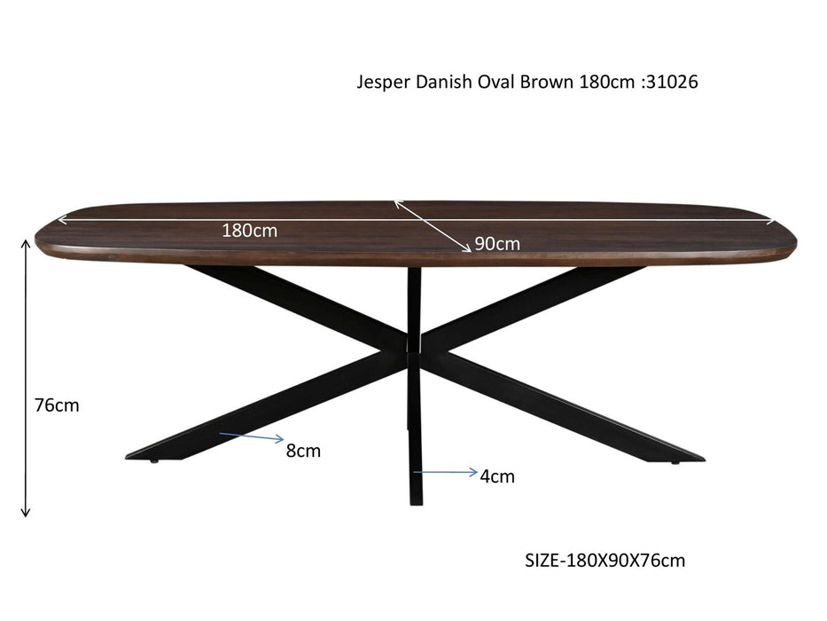 Jesper Danish Ovale Eettafel - Mangohout & Staal