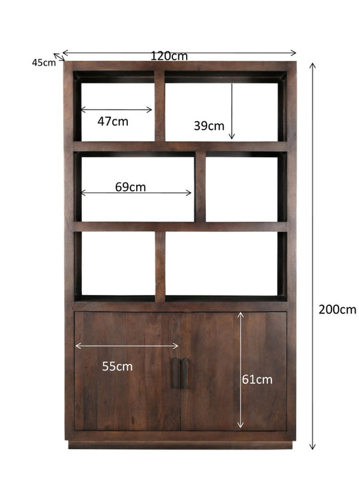 Jaxx Brown Kast 120cm - Mangohout Zwart