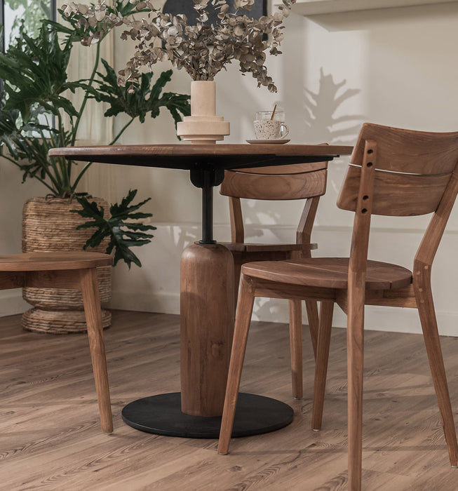 Bullet Ronde Tafel - Gerecycled Teakhout - Art Deco Design