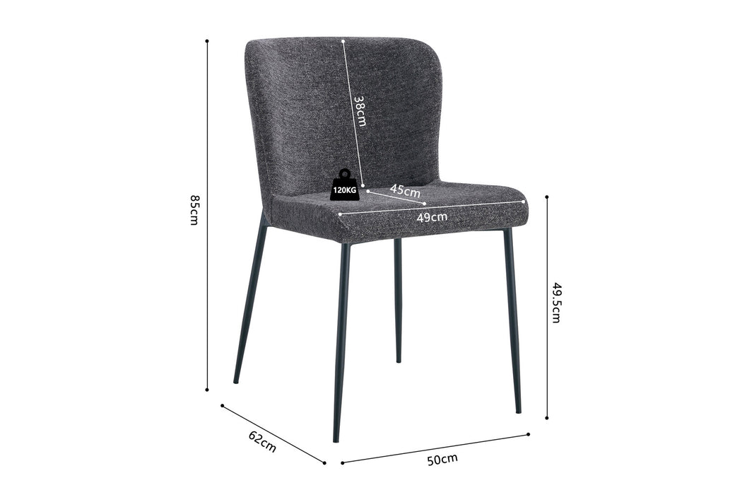 Stoel 'Lisa' Stof Fabb Raven 13 Donkergrijs (2 per doos)