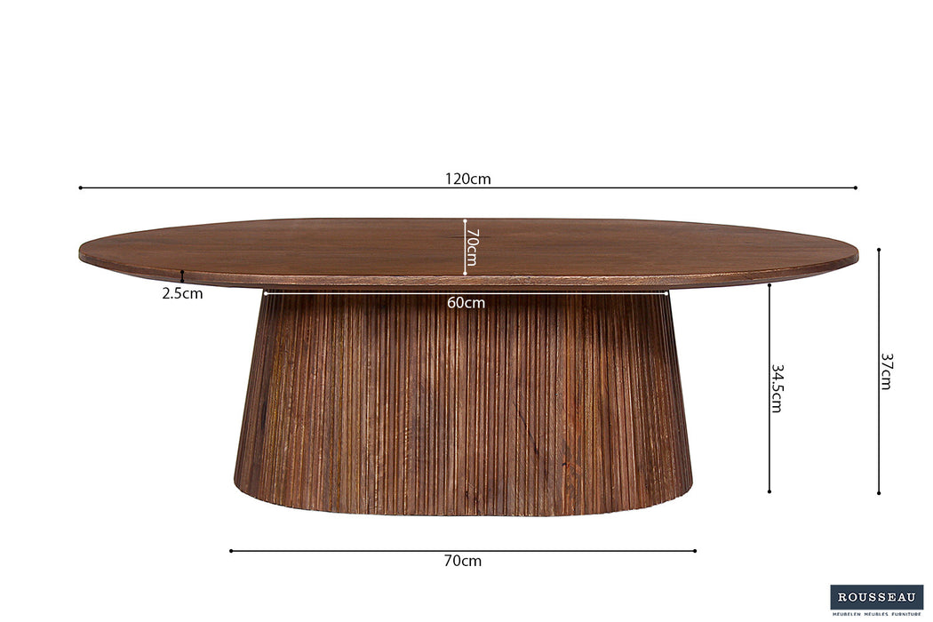 Salontafel 'Miguel' 120 cm Ovaal Mango hout Lichtbruin (2c)