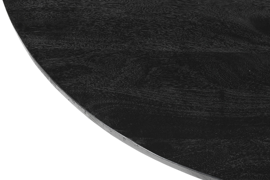 Tafel 'Tommy' 130 cm Rond Mango hout Zwart (2c)