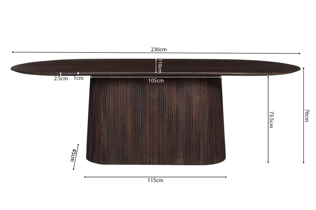Tafel 'Miguel' 230 cm Ovaal Mango hout Donkerbruin (2c)