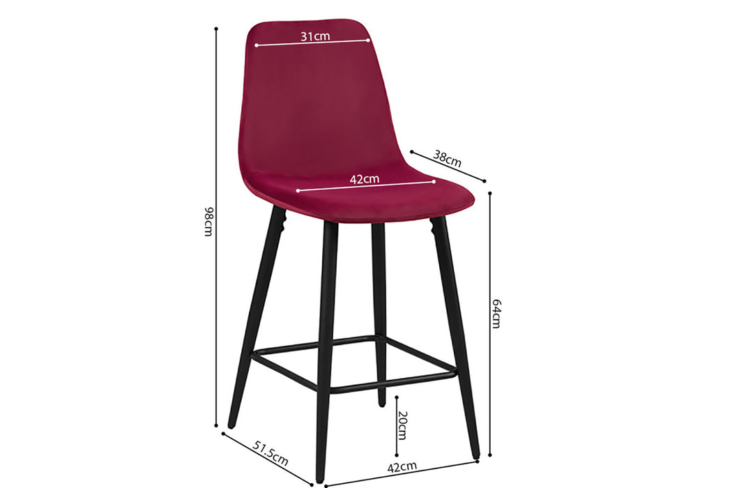 Counterstoel 'Boy' Fluweel Bordeaux (2 per doos)