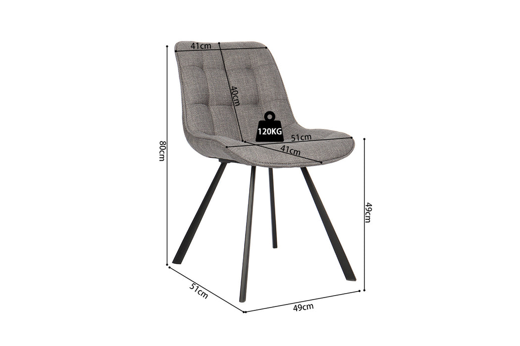 Stoel 'Ariba' Stof Ote Montego 466 Grijs (2 per doos)
