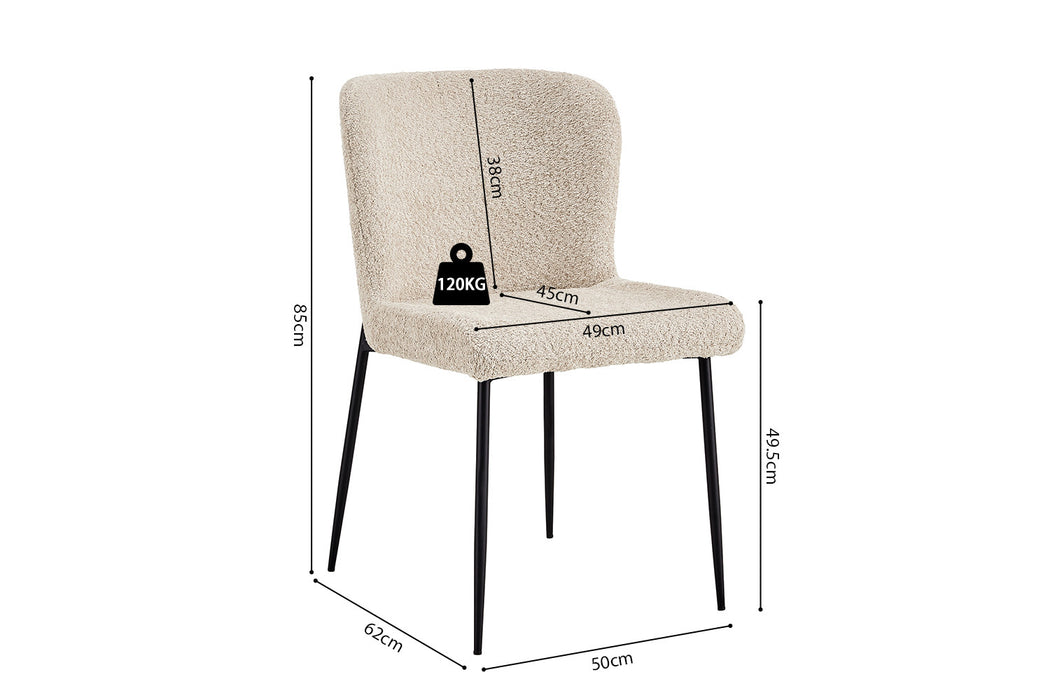 Stoel 'Lisa' Bouclé Beige (2 per doos)