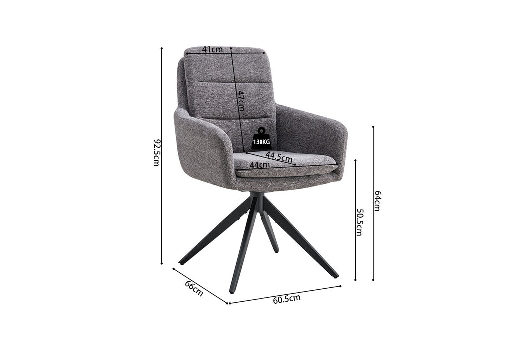 Stoel 'Lisold' Draaibaar tot 0 Stof Fabb Raven 13 Donkergrijs (2 per doos)