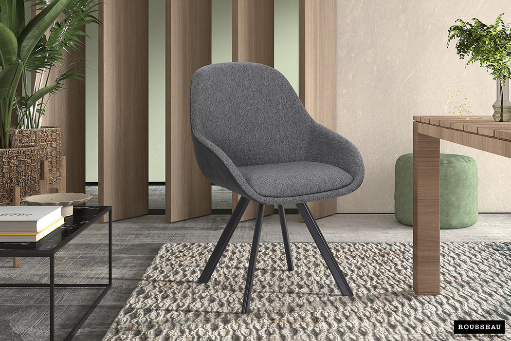 SALE - Stoel 'Jan' Stof Grijs Rug PU Donkergrijs (2 per doos)