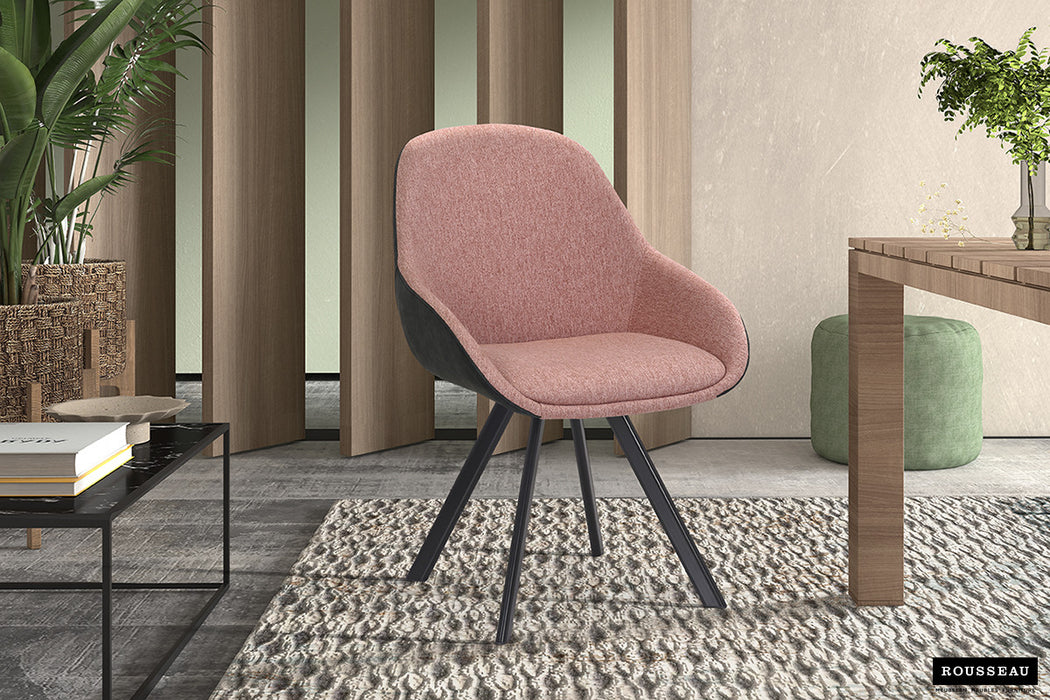 SALE - Stoel 'Jan' Stof Roze Rug PU Donkergrijs (2 per doos)