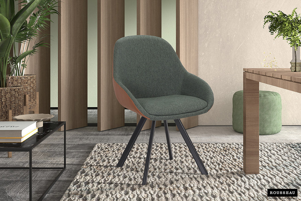 SALE - Stoel 'Jan' Stof Groen Rug PU Cognac (2 per doos)