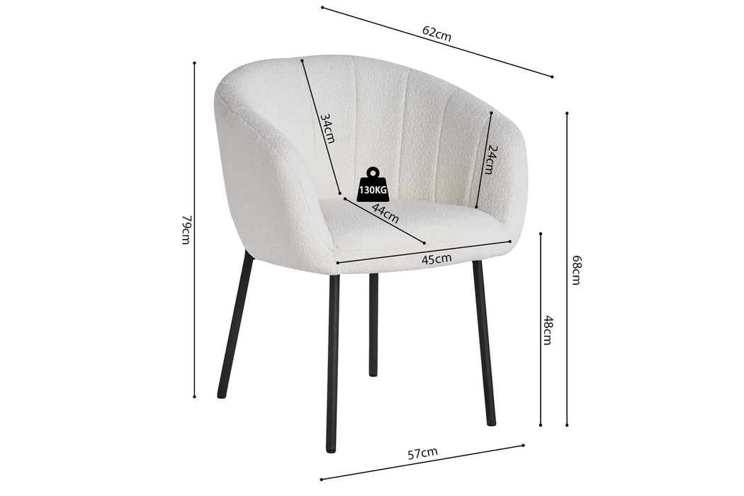 Stoel 'Sevilla' Bouclé Wit (2 per doos)