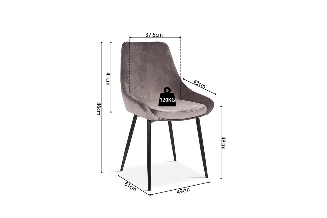 PROMO - Stoel 'Mirano' Fluweel Grijs (2 per doos)