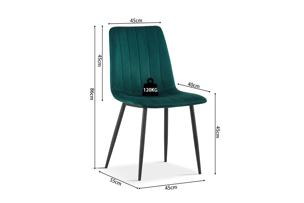 Stoel 'Willis' Fluweel Groen (4 per doos)