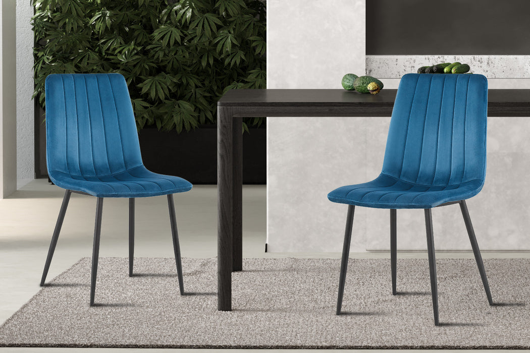 PROMO - Stoel 'Willis' Fluweel Blauw (4 per doos)