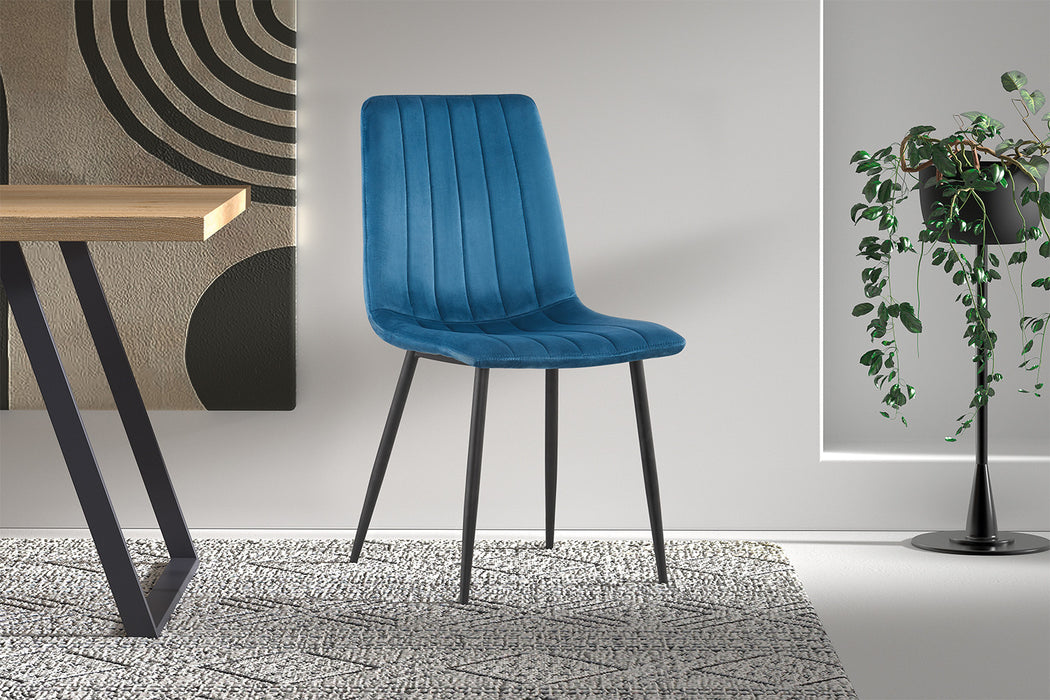 PROMO - Stoel 'Willis' Fluweel Blauw (4 per doos)