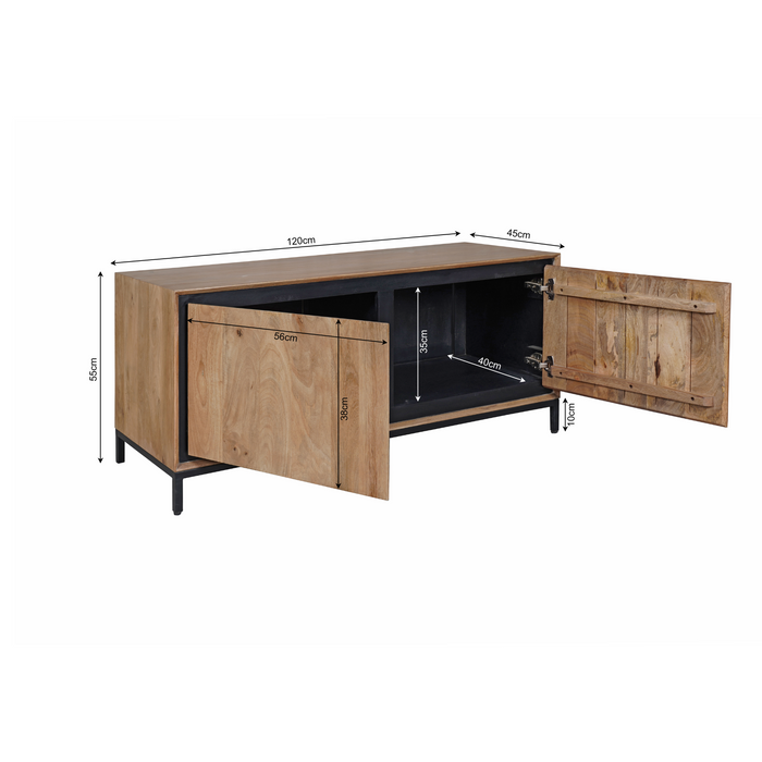 RichWood Tv-meubel - 120 cm - Mangohout & Metaal