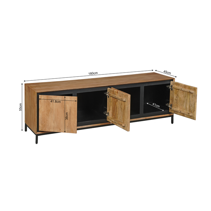 RichWood Tv-meubel - 180 cm - Mangohout & Metaal
