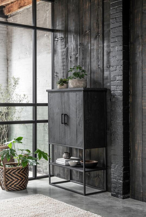 Cabinet Beam small, 2 doors, open rack BLACK