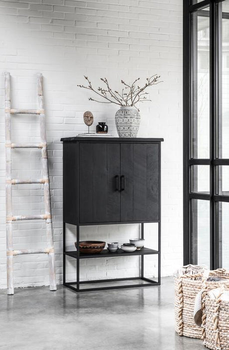 Cabinet Beam small, 2 doors, open rack BLACK
