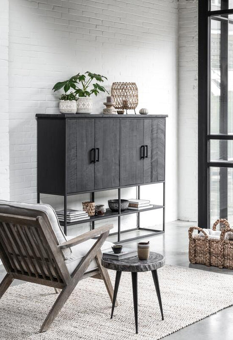 Cabinet Beam large - Zwarte kast met 4 deuren en open vak
