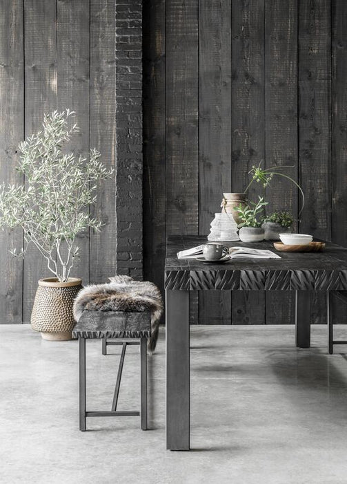 Beam Eettafel Zwart - Gerecycled Teakhout