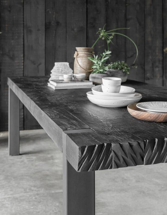 Beam Eettafel Zwart - Gerecycled Teakhout