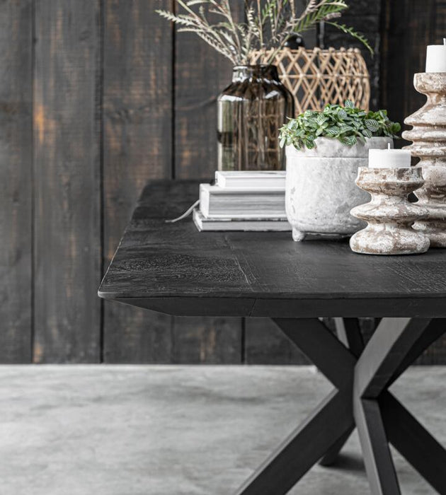 Curves Eettafel Zwart Rechthoekig - Gerecycled Teakhout