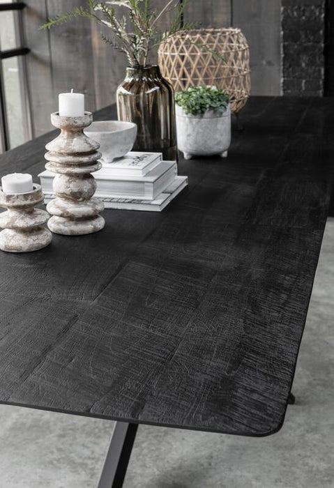 Curves Eettafel Zwart Rechthoekig - Gerecycled Teakhout