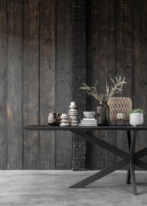 Curves Eettafel Zwart Rechthoekig - Gerecycled Teakhout