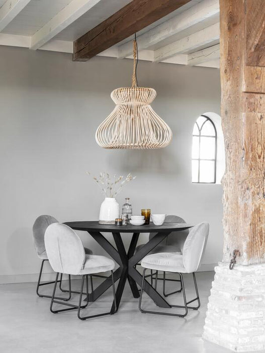 Zwarte Ronde Eettafel - Gerecycled Teakhout