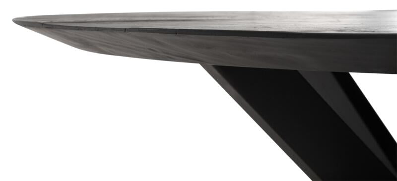 Zwarte Ronde Eettafel - Gerecycled Teakhout