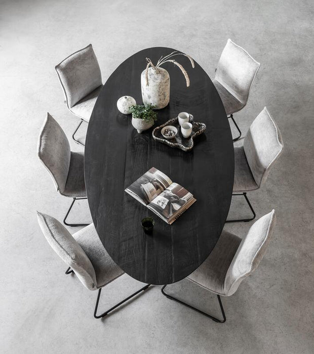 Ovale Eettafel Zwart | Gerecycled Teakhout